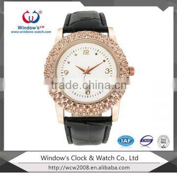 ladies luxury rose golden quartz watch