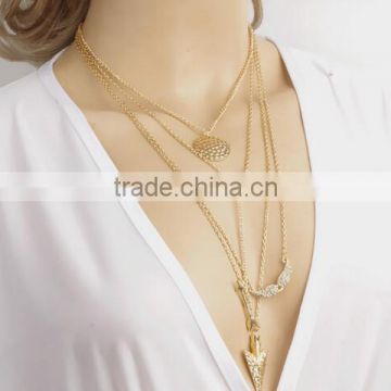 Hot selling multilayer alloy pendant necklace