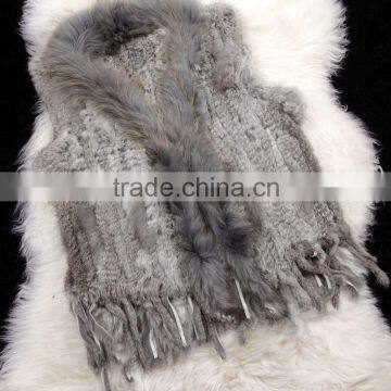 Colorful Real Knitted Rabbit Fur Vest