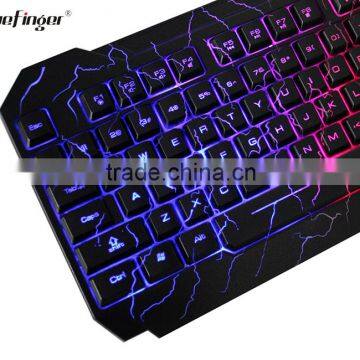 Cool Crack Parttern Color Backlit PC Keyboard and 6 Button Mouse photo-3