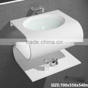 Acrylic solid surface bathroom wash basins and sinks , Stone Resin Wash Basin, wall hung wash basin
