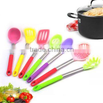 Hot Sale High Quality Colourful 8-Piece Stainless Steel Handle Silicone Kitchen Tools,Cooking Utensil