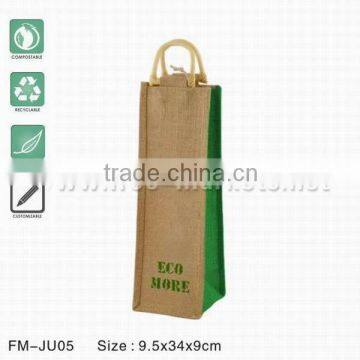 ECO friendly natural jute wine gift bags with devider handles