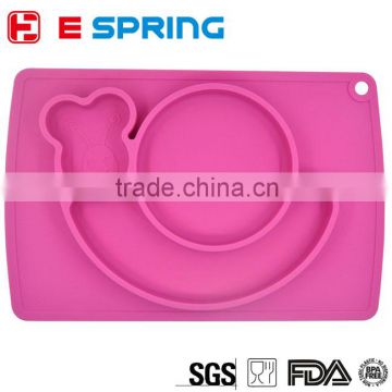 Hot Pink Color Snail Shape Silicone Baby Dinner Plate