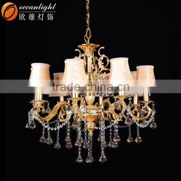 Brass Color 2014 Unique Clear Theresa Crystal Chandelier Lightings With Shade for Europe OMC9007 photo-2