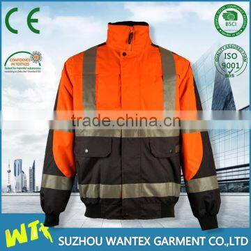 Wholesale reflect fashion hi vis red custom embroidered bomber jackets