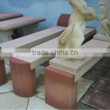 white red sandstone outdoor handrest garden bench