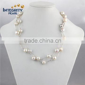 9-11mm AA edison pearl necklace with silver chain