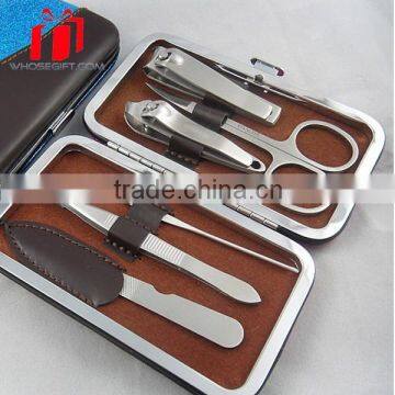 Promotional Metal 6pcs Travel Manicure Set In Leather Bag