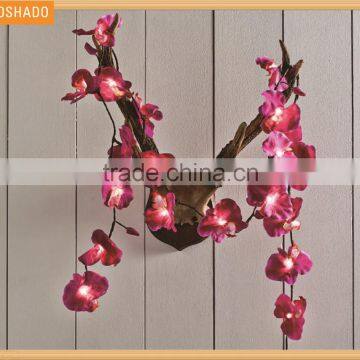 purple color christmas ornaments home led light up orchid flowers