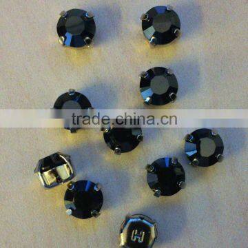 Jet hematite sew on stone bead with claw