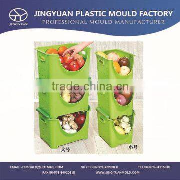 Taizhou OEM Custom plastic injection vegetable & fruit storage box mould/Household vegetable & fruit storage stackable case mold