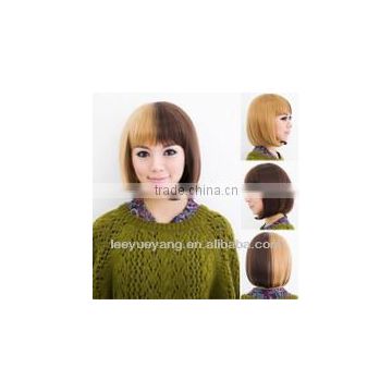 Top popular golden and brown bob wig with bangs