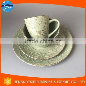30pcs embossed hand paint disposable tableware for 6 persons
