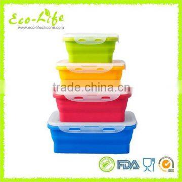 4 Pack (350/450/800/1200ML) Elegant Fashionable Stackable Container Eco Silicone Collapsible Lunch Box
