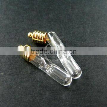 6x28mm sandglass bottle 3mm mouth 14K light gold plated bail hourglass timer perfume vial pendant wish charm DIY supplies 185021