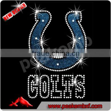 Rhinestone Glitter Indiana Colts Iron On Applique for Sports Shirts