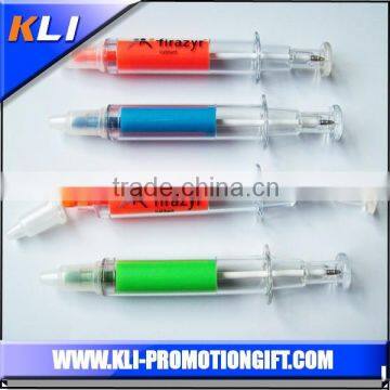 4 in 1 multi colored fluorescent pen syringe highlighter pen