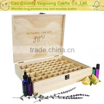 Hotstamping Logo Wooden Storage Gift Box Fits 68 Bottles hold 12 roller bottles