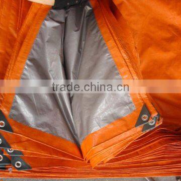 orange PE tarpaulin with reinforced corners