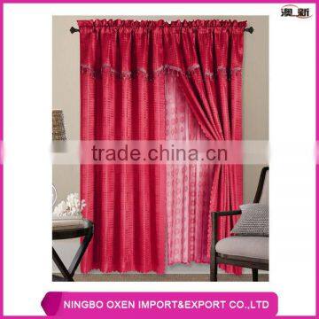 2PCS Polyester Solid Jacquard Window Curtain