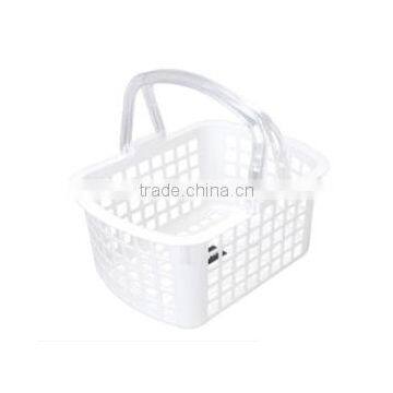 white shopping plastic basket with handle on hot sale