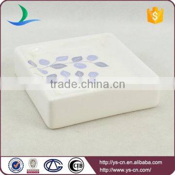 4pcs White Leaf Design Decal Ceramic Bathroom Accessories photo-5