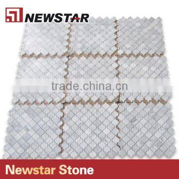 Newstar Cheap White Carrara Marble Lantern Mosaic Tile Backsplash Wall photo-3