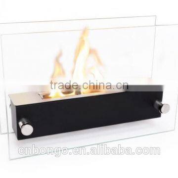 black bio ethanol fireplaces with clear crushed glass