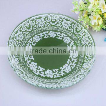 30 x 30 cm Wholesale Customed Round Shape Glass Fruit Dish With Color Spray