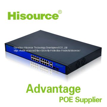 Hot sale Hisource 16 port Gigabit Network Switch 10/100/1000Mpbs Ethernet Smart POE Switch