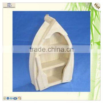 Unfinished Color Bottle Pattern Carved Wood Boat Miniature photo-5