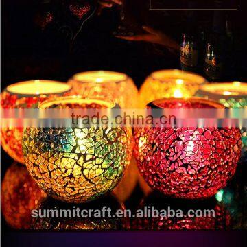 Unique Mini Tealight Mosaic Glass Candle Holder photo-3