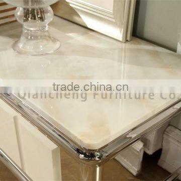 Dining Room White TV Stand Marble Top photo-4