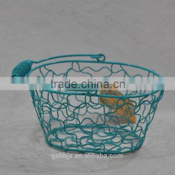 Handmade Metal Wire Storage Basket With Handle photo-2