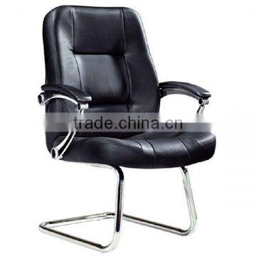 Metal base leather faced armchair