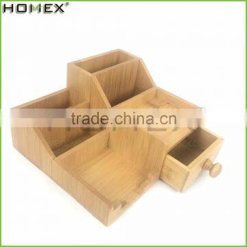 Office Desk Storage Organizer on Tabletop in Bamboo/Homex_FSC/BSCI Factory