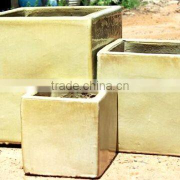 Beige square planters