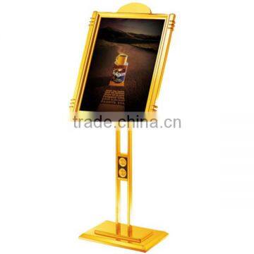 Gold medal direction freestanding sign stand/ Attractive design golden color stainless steel sign stand for hotel P-51