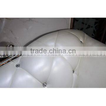 New Classic Top Grain Leather Luxury Wedding Sofa Set Tufted Rolled Arm Curved Back photo-4