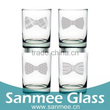 Girls Glass Cup Gift Set Pretty Bow Ties Logo Decal Rocks Glass