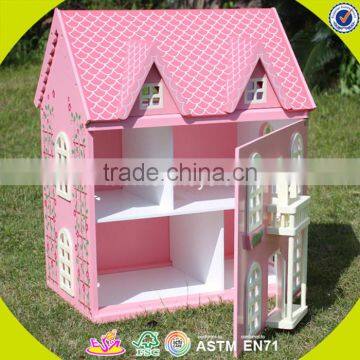 Best Design Pink House Toys Wooden Dollhouse High Quality Pink House Toys Wooden Dollhouse for Girls W06A020 photo-3