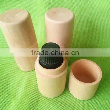 Factory cost wooden cylinder for little bottle/wooden box tube for body oil