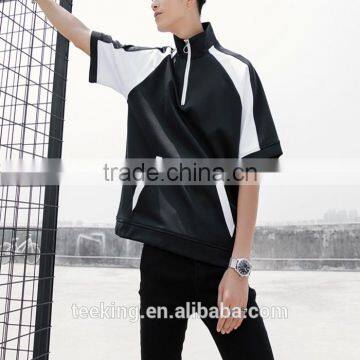 Fashion High Quality Short Sleeve Sports Quarter Zipper Hoodie