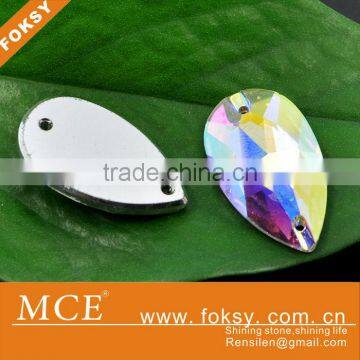 Tear drop shape DIY crystal AB shining sew on stone beads - FOKSY