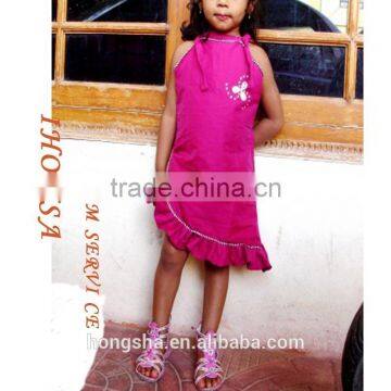 Sleeveless Fashion Children Clothes Ruffle Frock Dress Designs For Small Girls HSd6044 photo-2