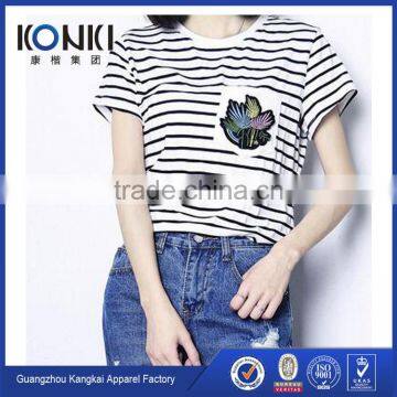 High Fashion Stripe With Grenadine T Shirt for Woman Hot Sale 2017 photo-2