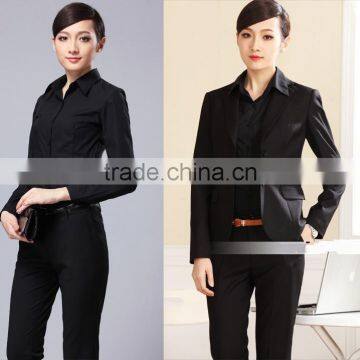 2015 Latest Design Fashion Cutting Black Long Sleeve Ladies Blouse photo-3