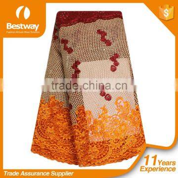 Fashionable Muti-color French Lace Fabric French Lace Wedding Dress for Ladies FL0246 photo-6