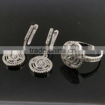 CZ rhodium jewelry set